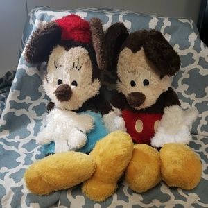 Mickey & Minnie Mouse Limited Edition Disney Parks Brown Shaggy Fuzzy  Plush